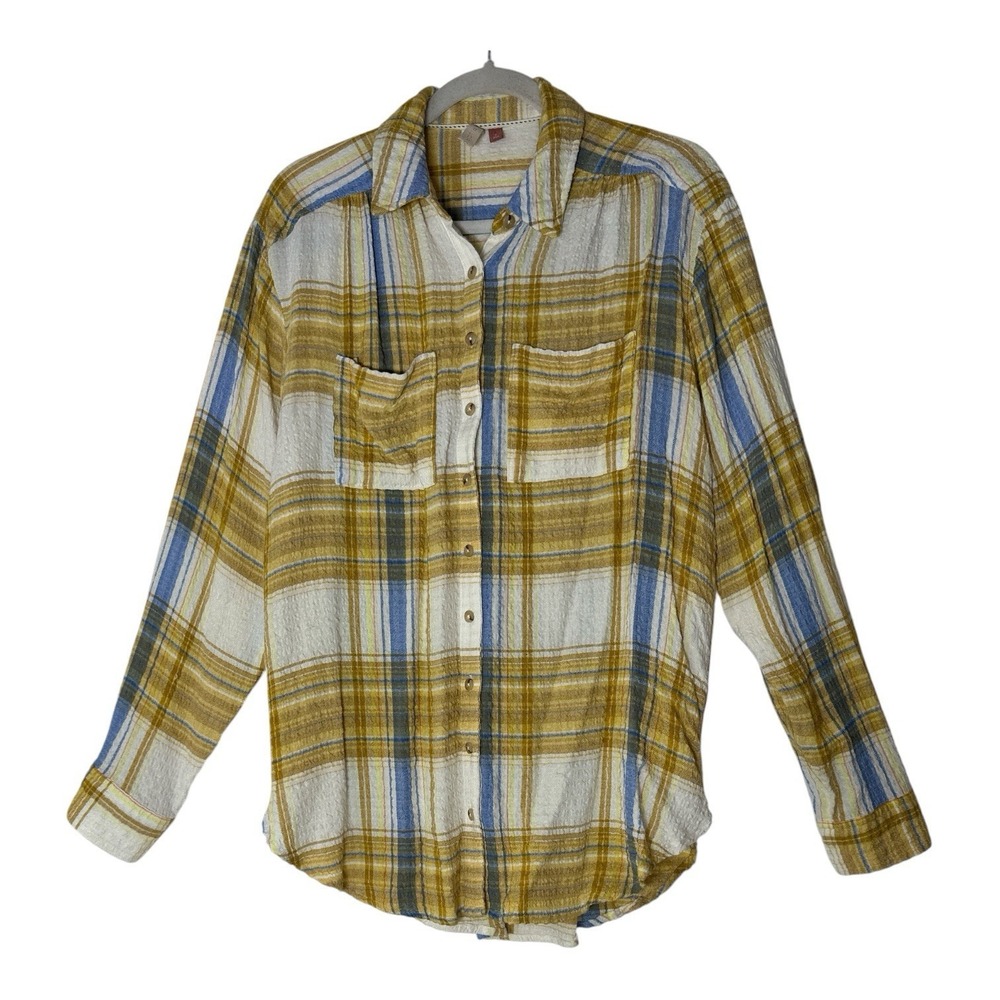 New Anthropologie Pilcro Relaxed Plaid Shirt Womens Small Long Sleeve